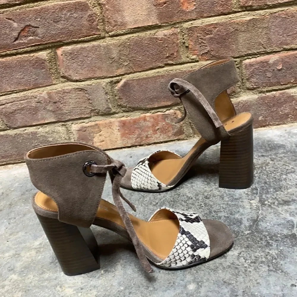 Coach Madison Lux Snake/Suede Block Heel Size 6.5